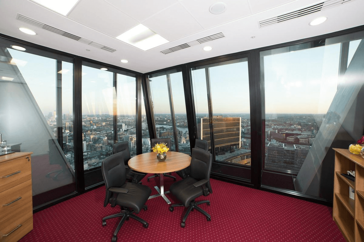 Synaptix Capital executive meeting room with skyline view
